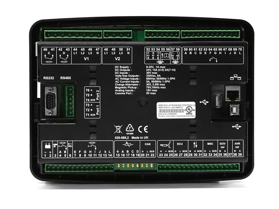 شاشة تحكم Deep Sea Electronics DSE8660 MKII Auto Transfer Switch &amp; Mains (Utility) Control Module