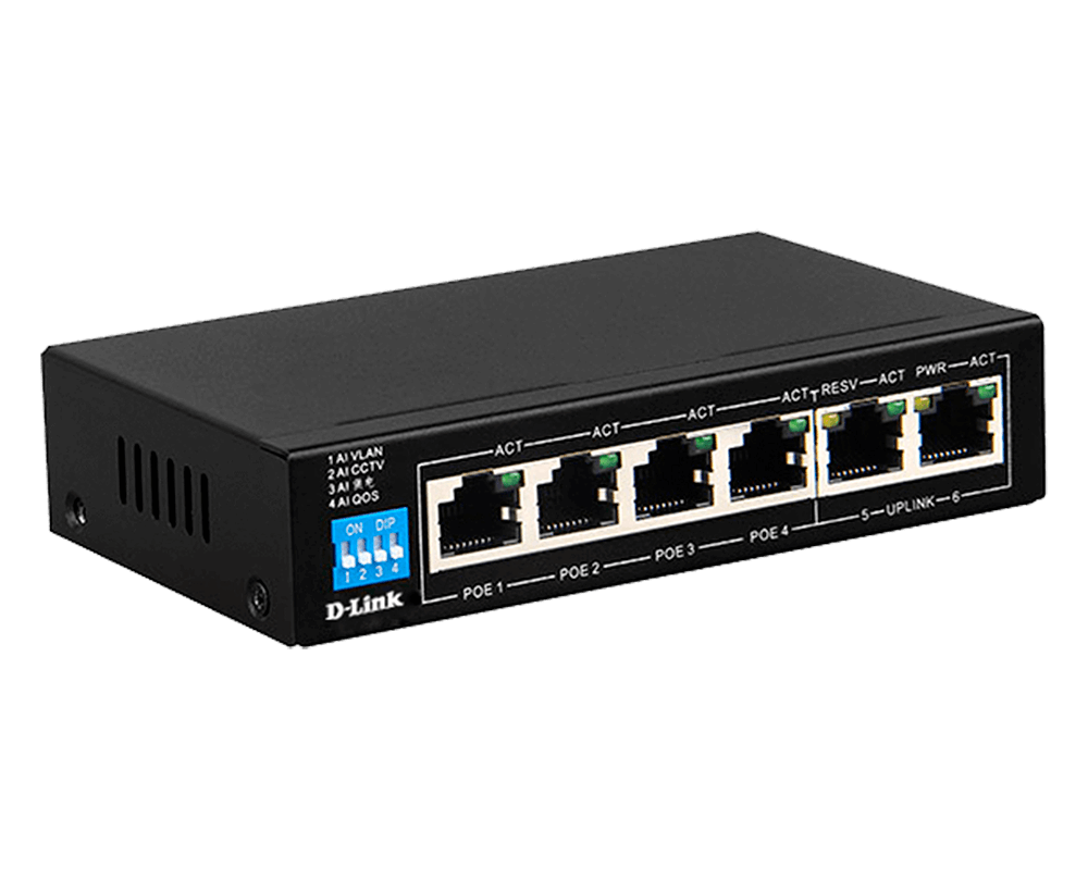 Switch D-Link 6 Port PoE DES-F1006P-E