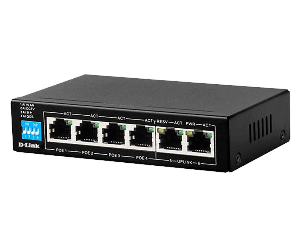 Switch D-Link 6 Port PoE DES-F1006P-E