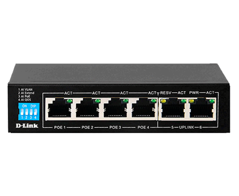 Switch D-Link 6 Port PoE DES-F1006P-E